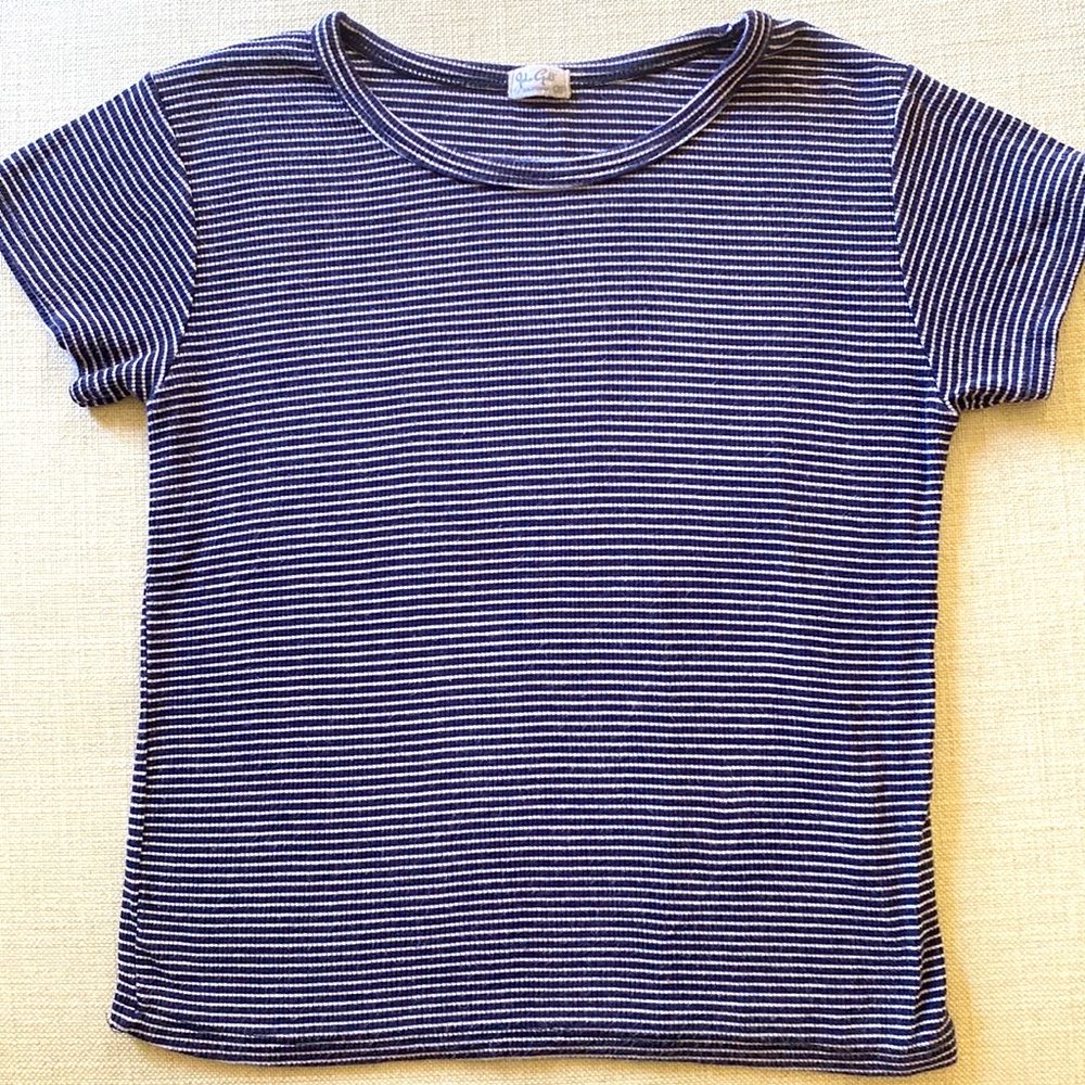 J Galt (Brandy Melville) Navy and white striped cotton short sleeve T-shirt